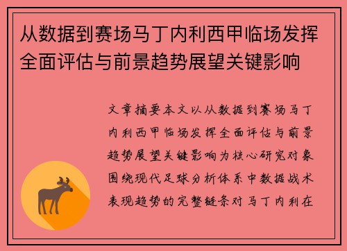 从数据到赛场马丁内利西甲临场发挥全面评估与前景趋势展望关键影响 从数据到赛场马丁内利西甲临场发挥全面评估与前景趋势展望关键影响